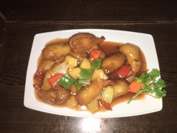 50. Scampis aux ananas sauce aigre-douce